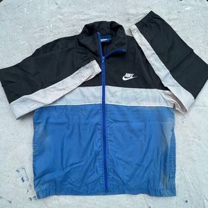 Vintage 80s Nike Blue & White Color Block Windbreaker | Great Fading, Retro Look